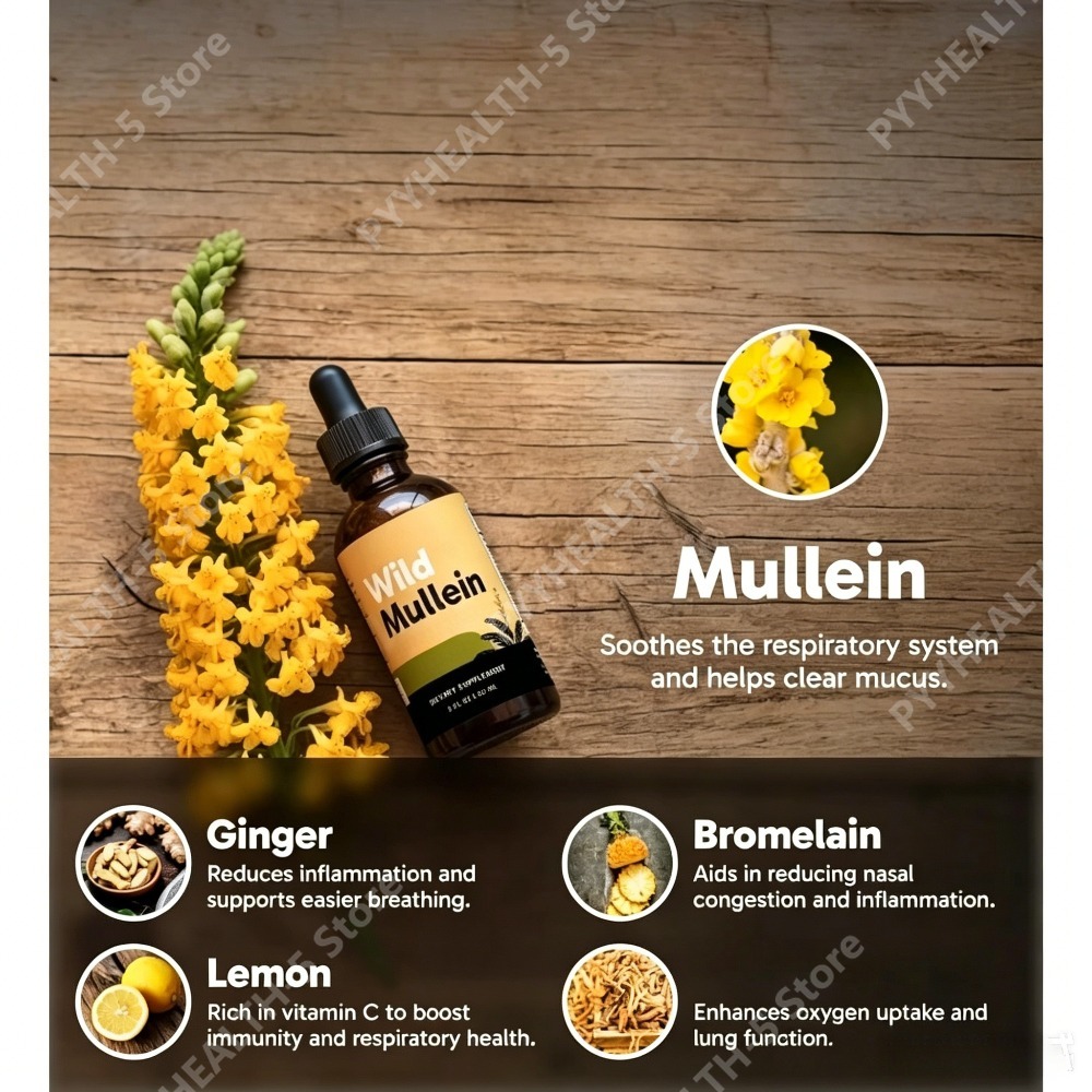 Wild Mullein Leaf Drops with G - مراجعة Herbal And Wellness وسعره